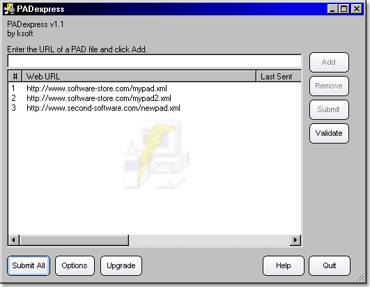 Screenshot of PADexpress 1.0