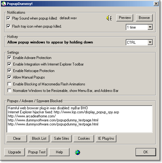 PopupDummy! - Popup killer stops all popups adware spyware