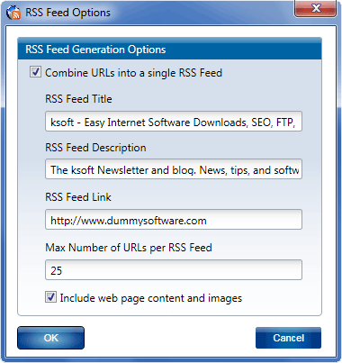 RSSAutoGen Links2RSS Feature, Generate RSS Feeds from Web Pages or Links