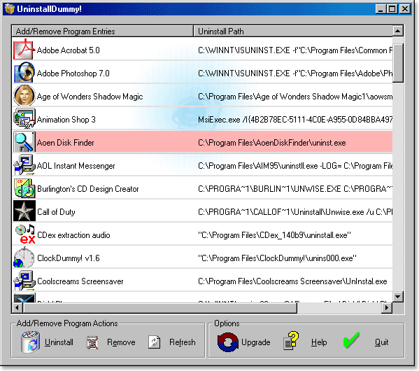 UninstallDummy! 1.2 screenshot