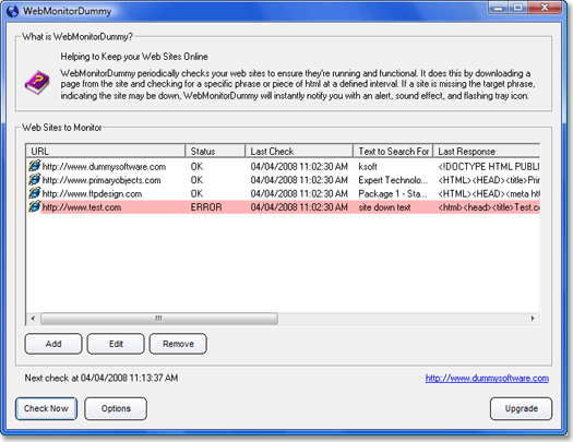 Screenshot for WebMonitorDummy 1.01